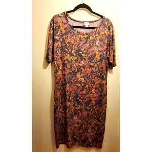 Lularoe Julia Bodycon Dress XL. Floral, leaves, multicolor, Fall.Soft & Stretchy